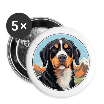 Entlebucher Mountain Dog Breed Cartoon Kawaii Wate - Lot de 5 grands badges (56 mm) - blanc - Devant