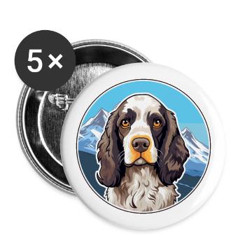 French Spaniel Dog Breed Cartoon Kawaii Watercolor - Buttons large 2.2''/56 mm (5-pack) - white - Front