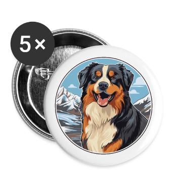 English Shepherd Dog Breed Cartoon Kawaii Watercol - Buttons large 2.2''/56 mm (5-pack) - white - Front