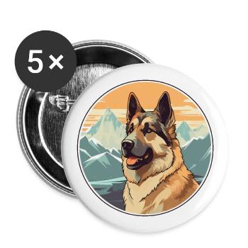 Race de chien de berger d’Europe de l’Est Cartoon Kawaii Wa - Lot de 5 grands badges (56 mm) - blanc - Devant