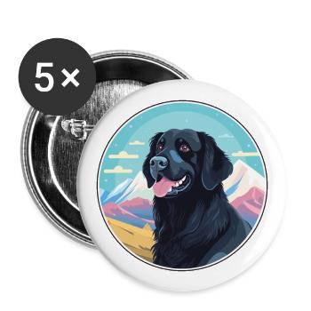 Plat enduit Retriever chien race dessin animé Kawaii Wat - Lot de 5 grands badges (56 mm) - blanc - Devant