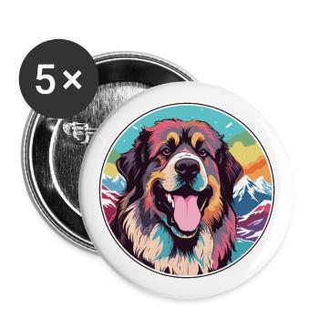 Estrela Mountain Dog Breed Cartoon Kawaii Watercol - Buttons large 2.2''/56 mm (5-pack) - white - Front