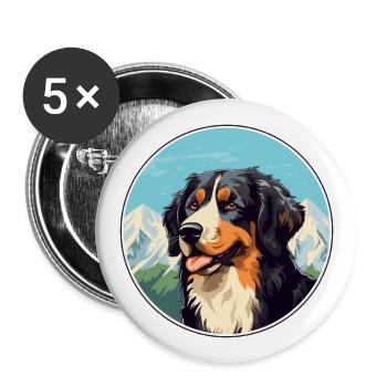 Formose Mountain Dog race Cartoon Kawaii Waterco - Lot de 5 grands badges (56 mm) - blanc - Devant