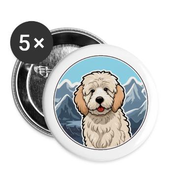 Deutscher Schäferhund Hunderasse Cartoon Kawaii Waterc - Buttons groß 56 mm (5er Pack) - Weiß - Vorne