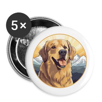 Golden Retriever Dog Breed Cartoon Kawaii Watercol - Buttons large 2.2''/56 mm (5-pack) - white - Front