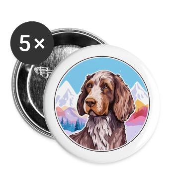 German Wirehaired Pointer Dog Breed Cartoon Kawaii - Buttons large 2.2''/56 mm (5-pack) - white - Front