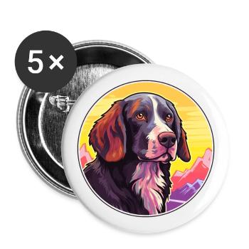 Frison chien d’arrêt race Cartoon Kawaii Watercol - Lot de 5 grands badges (56 mm) - blanc - Devant