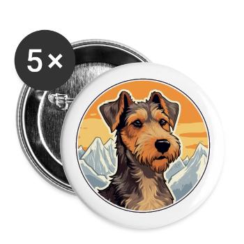 Chien de chasse allemand Terrier race Cartoon Kawaii Wa - Lot de 5 grands badges (56 mm) - blanc - Devant