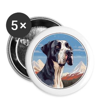 Great Dane Dog Breed Cartoon Kawaii Watercolor - Buttons large 2.2''/56 mm (5-pack) - white - Front