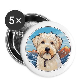 Glen Of Imaal Terrier chien race Cartoon Kawaii Wat - Lot de 5 grands badges (56 mm) - blanc - Devant