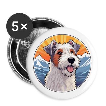 Goéland Terrier chien race dessin animé Kawaii aquarelle - Lot de 5 grands badges (56 mm) - blanc - Devant