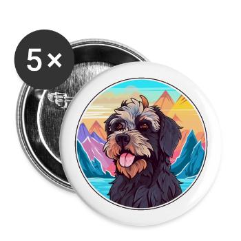 Griffon Nivernais race de chien dessin animé kawaii Waterco - Lot de 5 grands badges (56 mm) - blanc - Devant