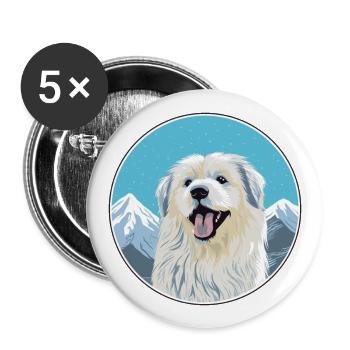 Himalayan Sheepdog Dog Breed Cartoon Kawaii Waterc - Buttons large 2.2''/56 mm (5-pack) - white - Front