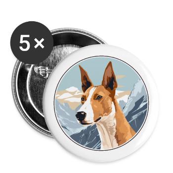 Ibizan Hound Dog Breed Cartoon Kawaii Watercolor - Buttons large 2.2''/56 mm (5-pack) - white - Front
