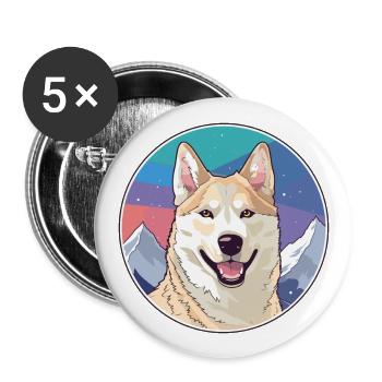 Jindo Hunderasse Karikatur Kawaii Aquarell - Buttons groß 56 mm (5er Pack) - Weiß - Vorne