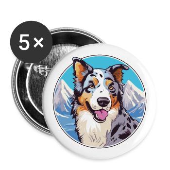 Kaikadi Hunderasse Karikatur Kawaii Aquarell - Buttons groß 56 mm (5er Pack) - Weiß - Vorne