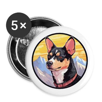 Terrier japonais chien race dessin animé kawaii watercol - Lot de 5 grands badges (56 mm) - blanc - Devant