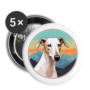 Galgo Espanol Dog Breed Cartoon Kawaii Watercolor - Buttons large 2.2''/56 mm (5-pack) - white - Front