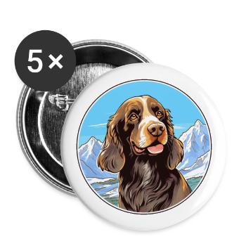 German Longhaired Pointer Dog Breed Cartoon Kawaii - Buttons large 2.2''/56 mm (5-pack) - white - Front