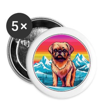 Griffon Bruxellois Chien Race Cartoon Kawaii Waterc - Lot de 5 grands badges (56 mm) - blanc - Devant