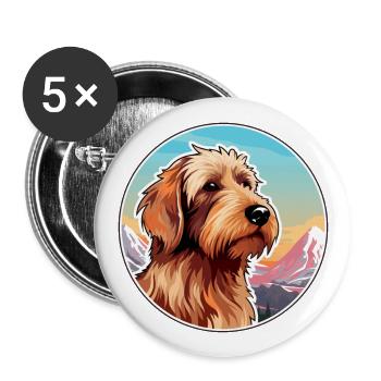 Griffon Fauve De Bretagne Dog Breed Cartoon Kawaii - Buttons large 2.2''/56 mm (5-pack) - white - Front