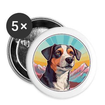 Karakachan chien race dessin animé Kawaii aquarelle - Lot de 5 grands badges (56 mm) - blanc - Devant