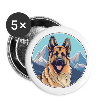 Karst Schäferhund Rasse Cartoon Kawaii Aquarell - Buttons groß 56 mm (5er Pack) - Weiß - Vorne