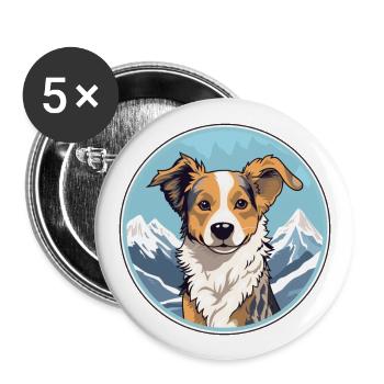 Havenese chien race dessin animé Kawaii aquarelle - Lot de 5 grands badges (56 mm) - blanc - Devant