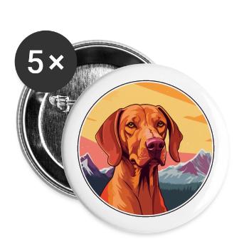 Hungarian Vizsla Dog Breed Cartoon Kawaii Watercol - Buttons large 2.2''/56 mm (5-pack) - white - Front
