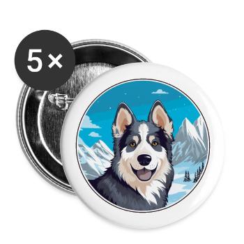 Hygenhund chien race dessin animé Kawaii aquarelle - Lot de 5 grands badges (56 mm) - blanc - Devant