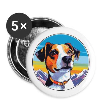 Jack Russell Terrier chien race Cartoon Kawaii Wate - Lot de 5 grands badges (56 mm) - blanc - Devant