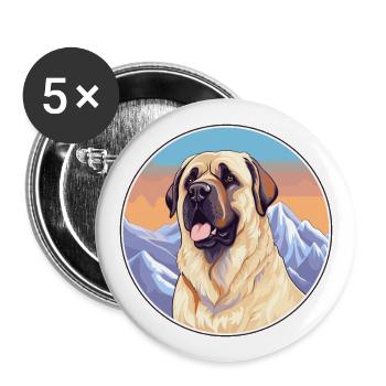 Kangal chien race dessin animé Kawaii aquarelle - Lot de 5 grands badges (56 mm) - blanc - Devant
