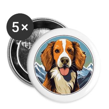 Kooikerhondje Hunderasse Cartoon Kawaii Aquarell - Buttons groß 56 mm (5er Pack) - Weiß - Vorne