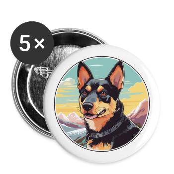 Lancashire Heeler Dog Breed Cartoon Kawaii Waterco - Buttons large 2.2''/56 mm (5-pack) - white - Front