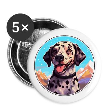 Léopard Cur chien race dessin animé Kawaii aquarelle - Lot de 5 grands badges (56 mm) - blanc - Devant