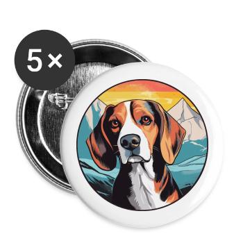 Kerry Beagle Dog Breed Cartoon Kawaii Watercolor - Buttons large 2.2''/56 mm (5-pack) - white - Front