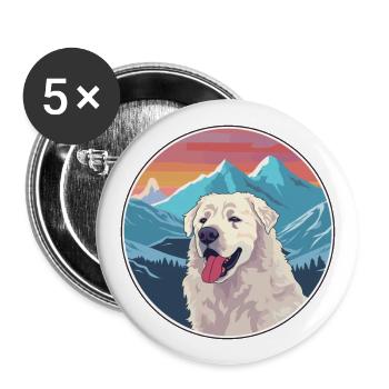Kuvasz Hunderasse Karikatur Kawaii Aquarell - Buttons groß 56 mm (5er Pack) - Weiß - Vorne