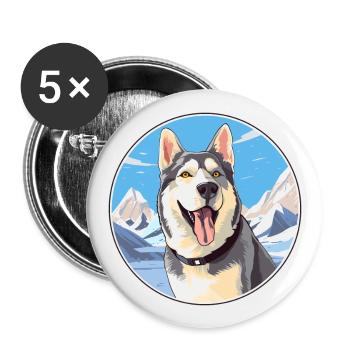 Labrador Husky Hunderasse Cartoon Kawaii Aquarell - Buttons groß 56 mm (5er Pack) - Weiß - Vorne