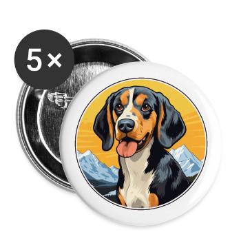Léopard chien chien race dessin animé Kawaii aquarelle - Lot de 5 grands badges (56 mm) - blanc - Devant