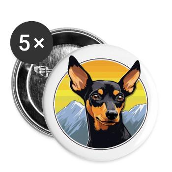 Manchester Terrier Dog Breed Cartoon Kawaii Waterc - Buttons large 2.2''/56 mm (5-pack) - white - Front