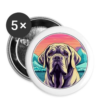 Mastiff napolitain race de chien dessin animé kawaii waterc - Lot de 5 grands badges (56 mm) - blanc - Devant