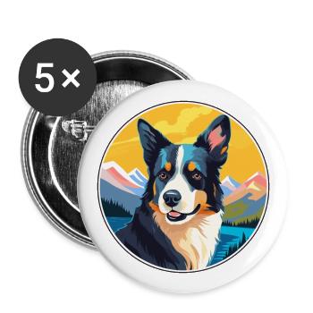 Norrbottenspets Hunderasse Cartoon Kawaii Watercolo - Buttons groß 56 mm (5er Pack) - Weiß - Vorne
