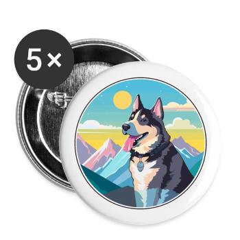 Laufhund Hunderasse Cartoon Kawaii Aquarell - Buttons groß 56 mm (5er Pack) - Weiß - Vorne