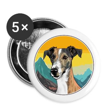 Lurcher Hunderasse Karikatur Kawaii Aquarell - Buttons groß 56 mm (5er Pack) - Weiß - Vorne