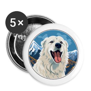 Maremma Sheepdog Dog Breed Cartoon Kawaii Watercol - Buttons large 2.2''/56 mm (5-pack) - white - Front