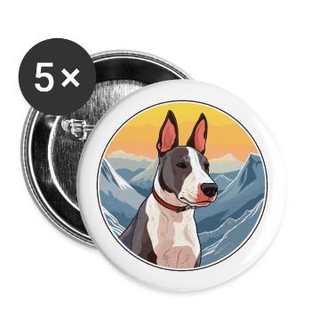 Miniatur Bullterrier Hunderasse Cartoon Kawaii Wa - Buttons groß 56 mm (5er Pack) - Weiß - Vorne