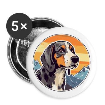 Polish Hunting Dog Breed Cartoon Kawaii Watercolor - Buttons large 2.2''/56 mm (5-pack) - white - Front