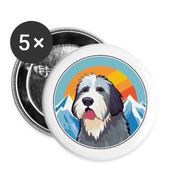 Picardie Schäferhund Hund Rasse Cartoon Kawaii Watercol - Buttons groß 56 mm (5er Pack) - Weiß - Vorne