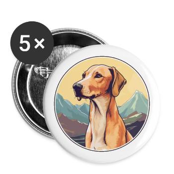 Vieux lévrier croate race de chien dessin animé Kawaii W - Lot de 5 grands badges (56 mm) - blanc - Devant
