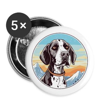 Vieux danois Pointer chien race Cartoon Kawaii Waterc - Lot de 5 grands badges (56 mm) - blanc - Devant